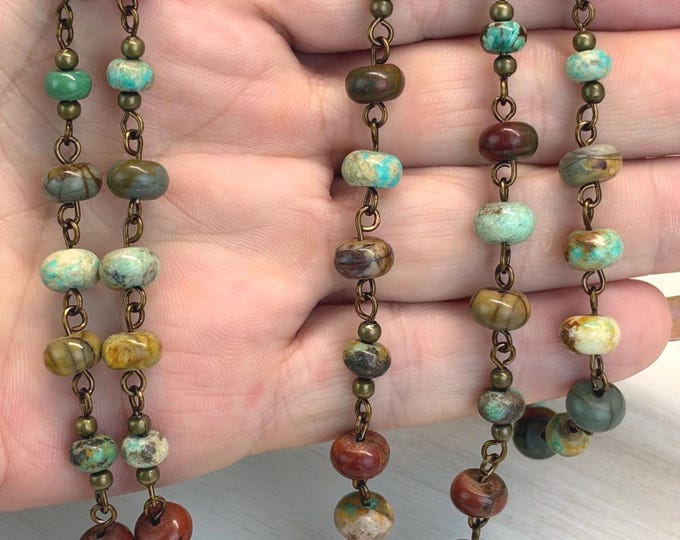 Turquoise & Picasso Jasper Earthy Beaded ID Badge or Eyeglasses Lanyard