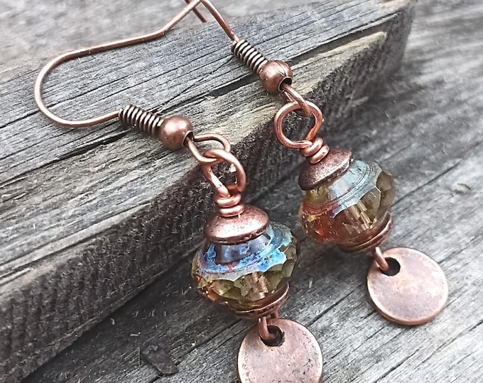 Mystic Whisper Bliss  & Copper Coin Small Dangle Earrings