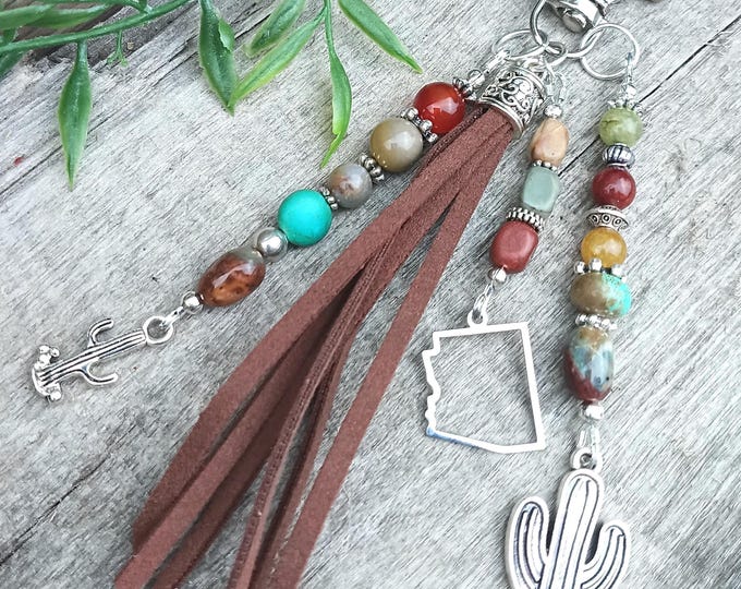 Jade & Jasper Arizona Beaded Keychain- Bag Charm’s