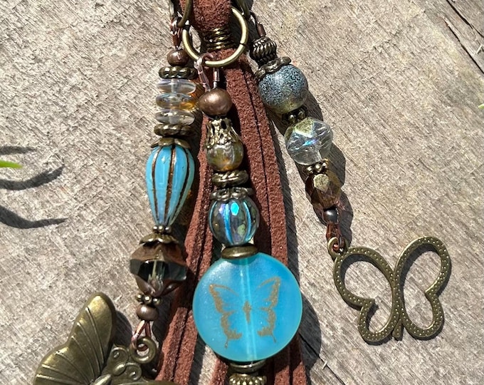 She Believed & Butterflies Handmade Beaded Keychain - Bag Charm’s- Handbag Accessory