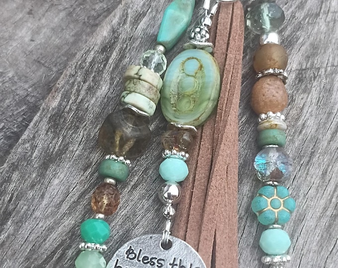Bless this Horse & Rider Handmade Beaded Keychain,  Bag Charm’s, Purse Accessory