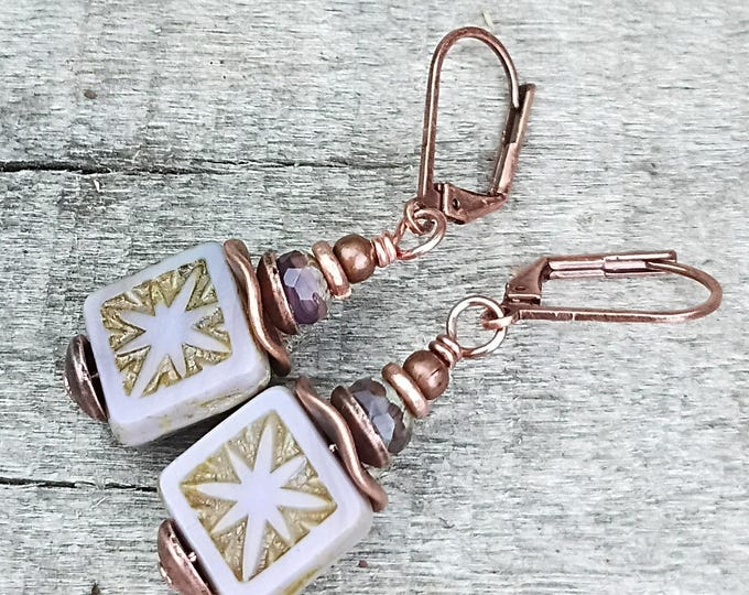 Lavender Picasso Square Tile Earrings
