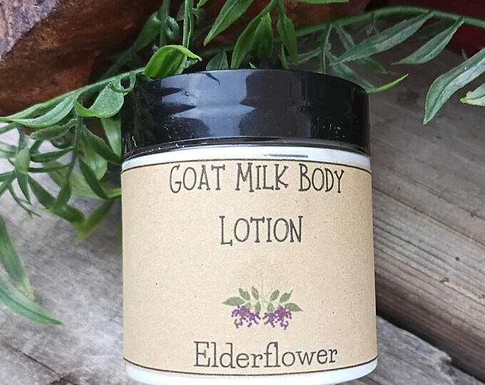 Elderflower Fragrance Goat Milk Body Lotion, Mango Butter. 4oz Jar Last One