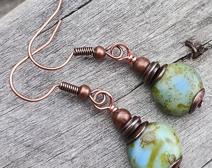 Sky Pebble Lentil Coin Small Dangle Earrings