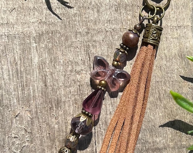 She Believed & Czech Glass Butterfly Beaded Keychain- Handbag Accessory - Bag Charm’s - Minimalist