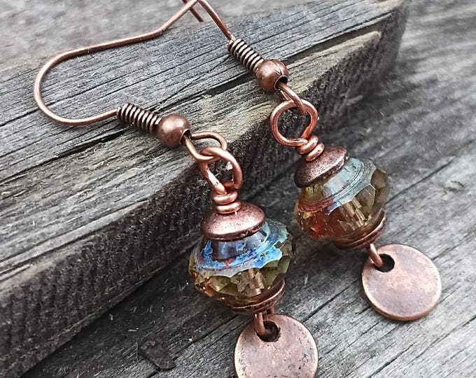 Mystic Whisper Bliss  & Copper Coin Small Dangle Earrings