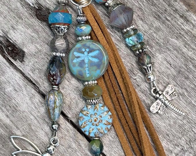 Dragonflies & She Believed She Could So She Did Beaded Bag Charm - Purse Tassel
