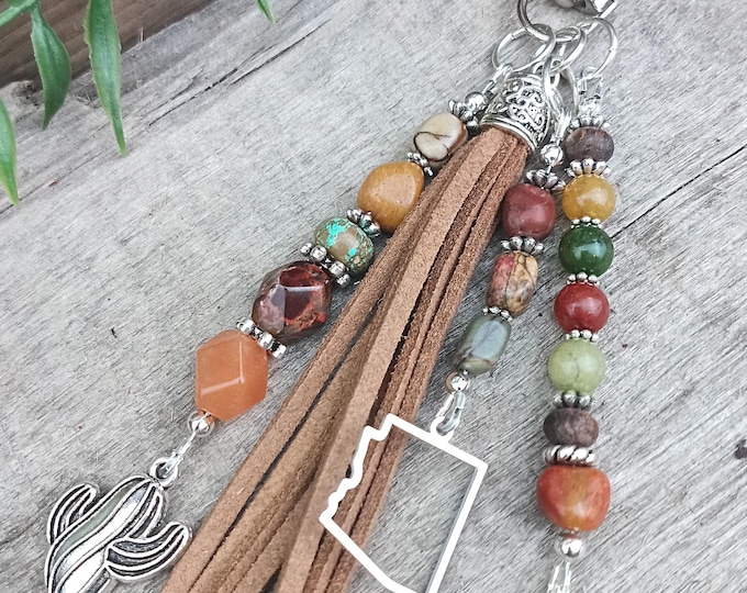 Earthy Bohemian Arizona Beaded Keychain,  Handbag Accessory - Bag Charm's