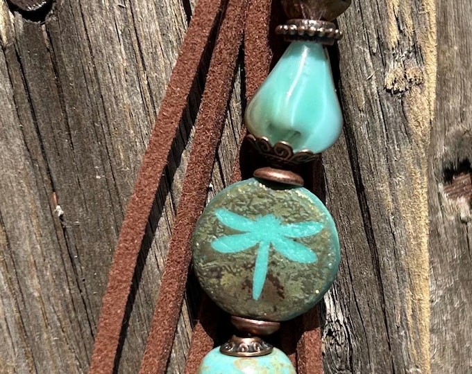 Czech Glass & Dragonfly Beaded Keychain- Handbag Accessory- Bag Charm’s - Minimalist