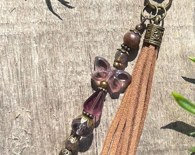 She Believed & Czech Glass Butterfly Beaded Keychain - Bag Charm’s - Minimalist