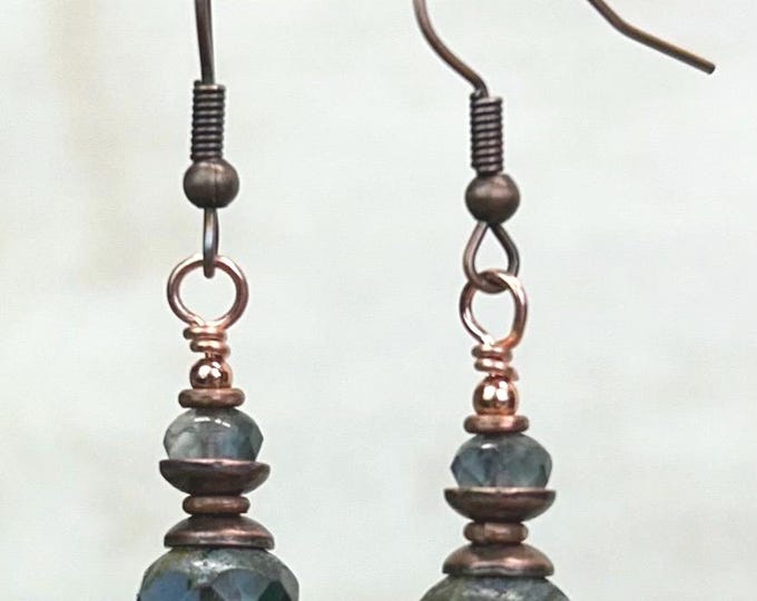 Montana Blue Czech Glass & Copper Small Dangle Earrings- Chose Ear Wire