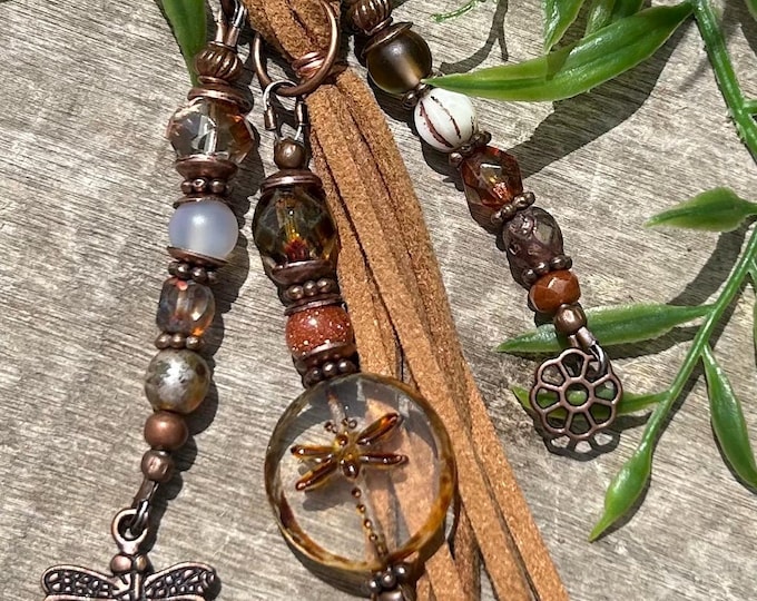 Dragonfly & Tree of Life Bohemian Beaded Keychain- Bag Charm’s- Handbag Accessory