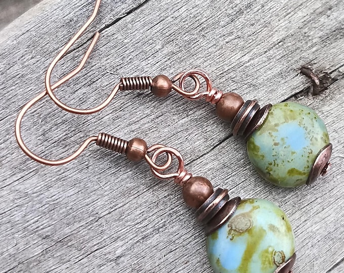 Sky Pebble Lentil Coin Small Dangle Earrings