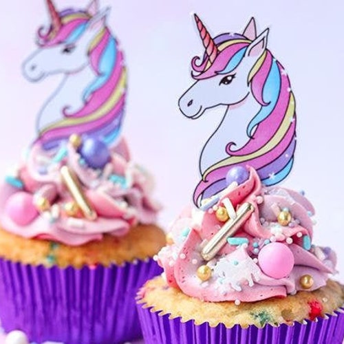 Unicorn Edible Cupcake Toppers Cake Decoration Pink And Etsy Unicorn Edible Cupcake Toppers Cake Decoration Pink And Etsy