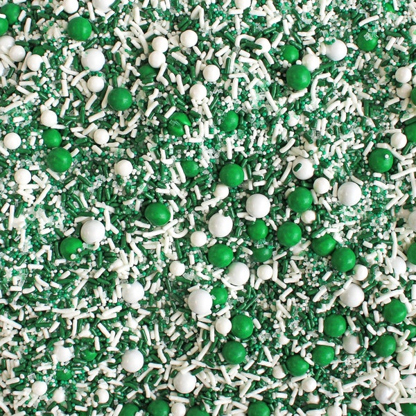 Green & White Sporty Sprinkle Mix, Football Sprinkles, Graduation Cupcake Toppers, Graduation Sprinkles, Edible Cake Decorations