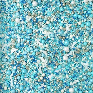 Glass Slipper Princess Sprinkle Mix, Blue and Silver Sprinkles, Princess Party Decorations, Edible Cake Toppers