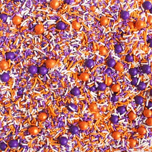 Purple, Orange & White Sporty Sprinkle Mix, Football Sprinkles, Graduation Cupcake Toppers, Graduation Sprinkles, Edible Cake Decorations