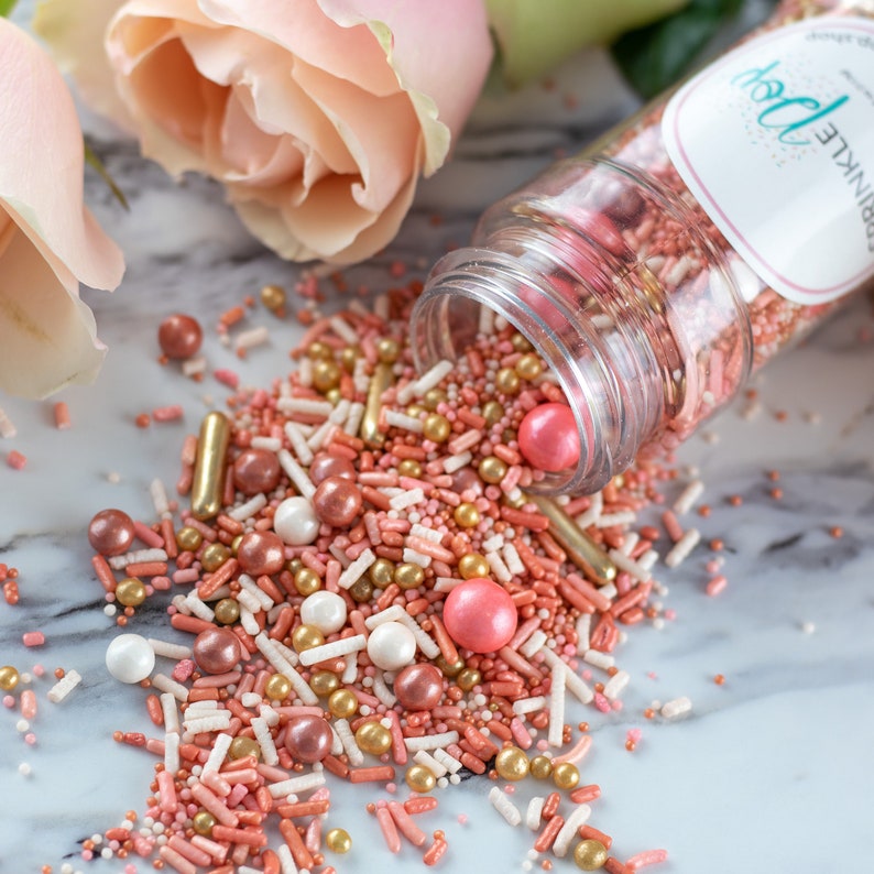 Vintage Rose Gold Sprinkle Mix Pink Gold Sprinkles Cake Etsy