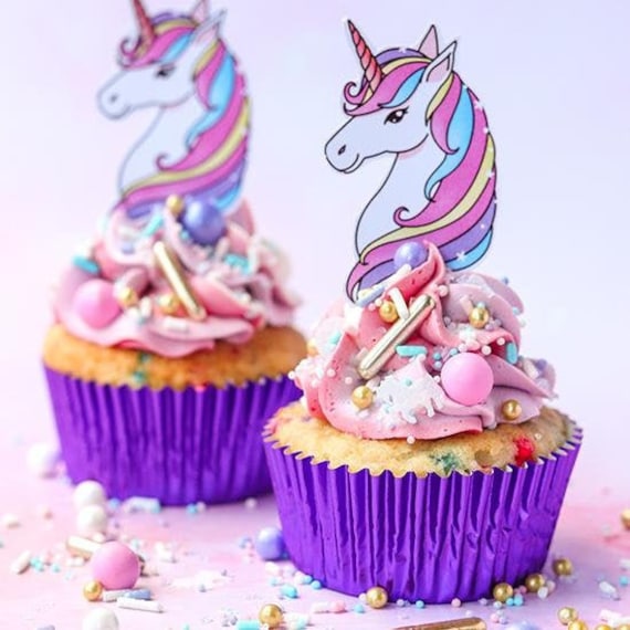 gesloten tunnel Vacature Unicorn Edible Cupcake Toppers Cake Decoration Pink and - Etsy