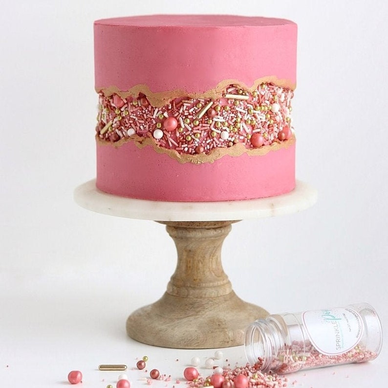 Rose Gold Sprinkles, Sprinkle Pop Vintage Rose Gold Sprinkle Mix, Pink and Gold Sprinkles, Rose Gold Cake Cupcake Toppers, Valentine's image 4