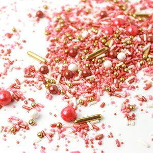 Rose Gold Sprinkles, Sprinkle Pop Vintage Rose Gold Sprinkle Mix, Pink and Gold Sprinkles, Rose Gold Cake Cupcake Toppers, Valentine's image 2
