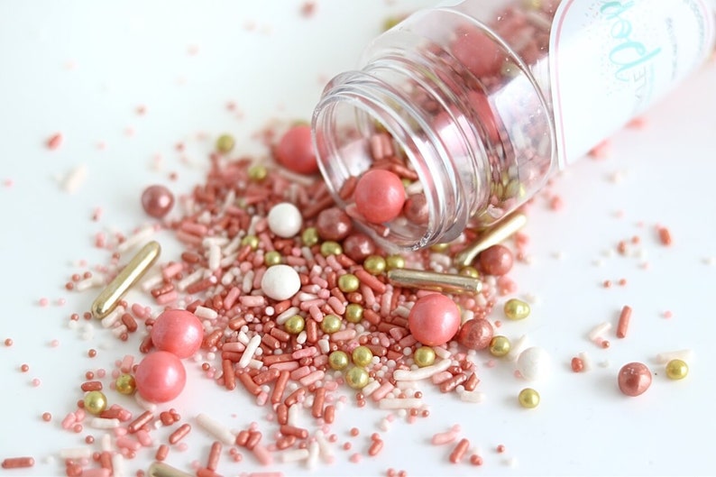 Vintage Rose Gold Sprinkle Mix Pink Gold Sprinkles Cake Etsy