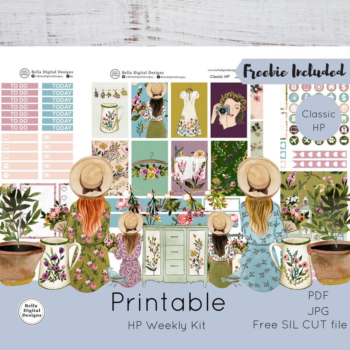 HP Botanical Garden printable planner stickers. Happy Planner Etsy