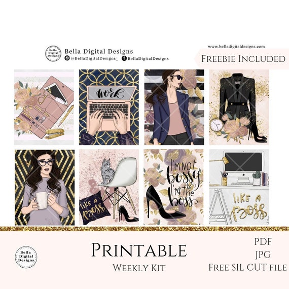 Work Weekly Printable planner printables printable planner stickers Planner Girl Happy Planner Boss Babe Work Fashion