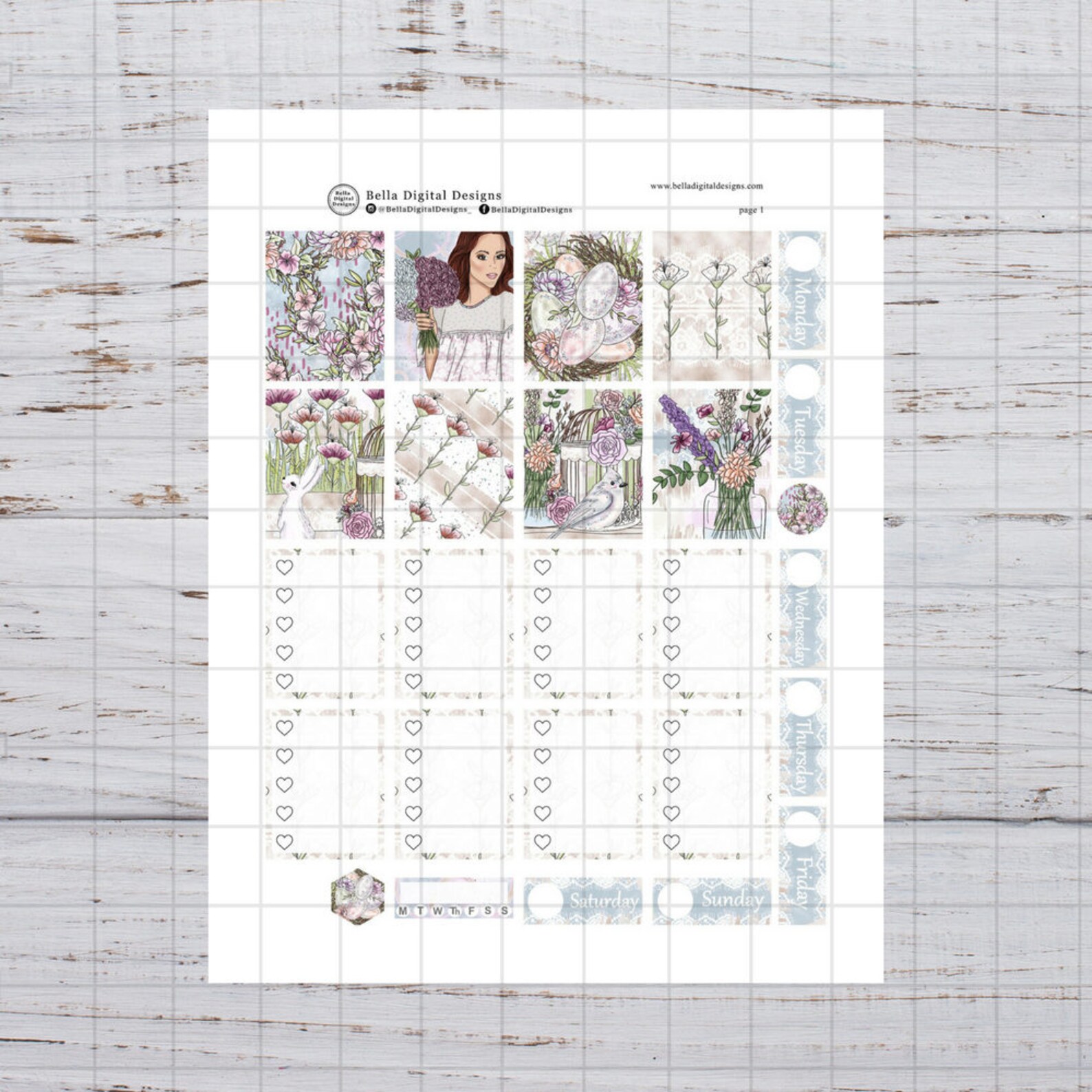 Shabby Chic Spring Printable Planner Stickers Erin Condren Etsy