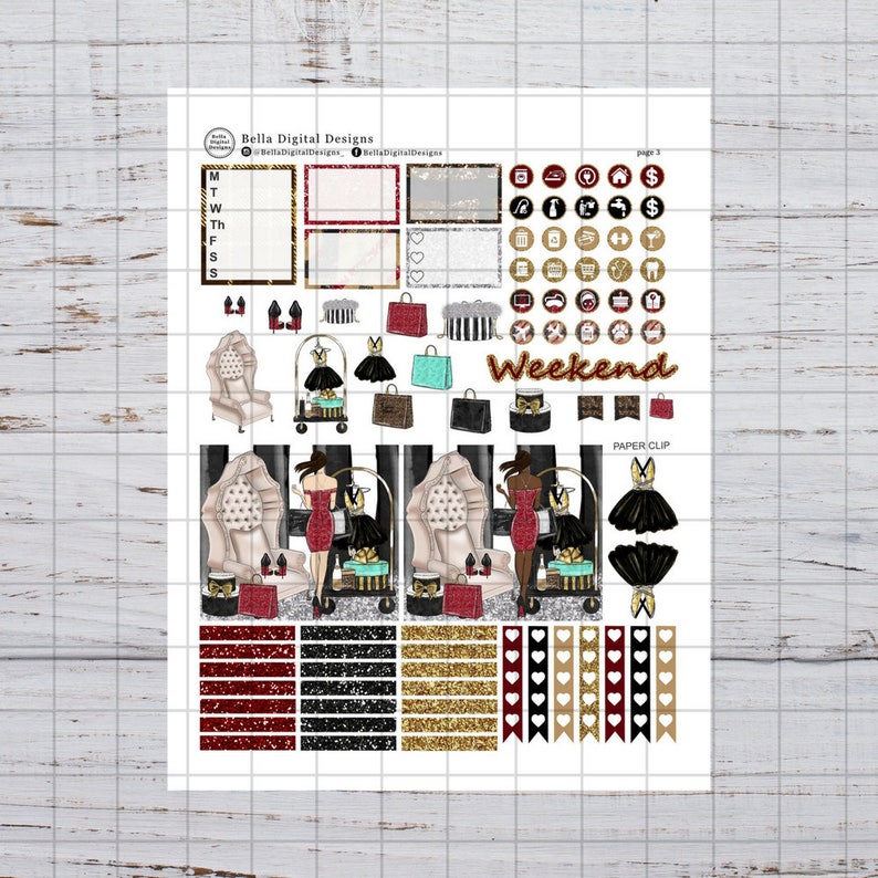 Shopping in NYC Printable Planner Stickers. Erin Condren and Etsy