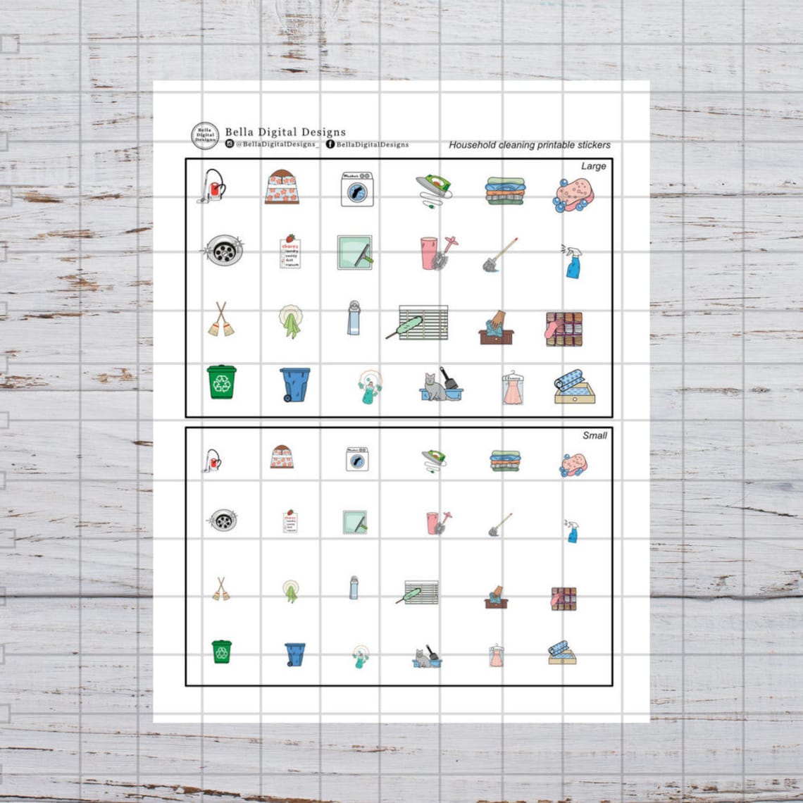 Household Cleaning Printable Stickers 24 Large and 24 Small | Etsy