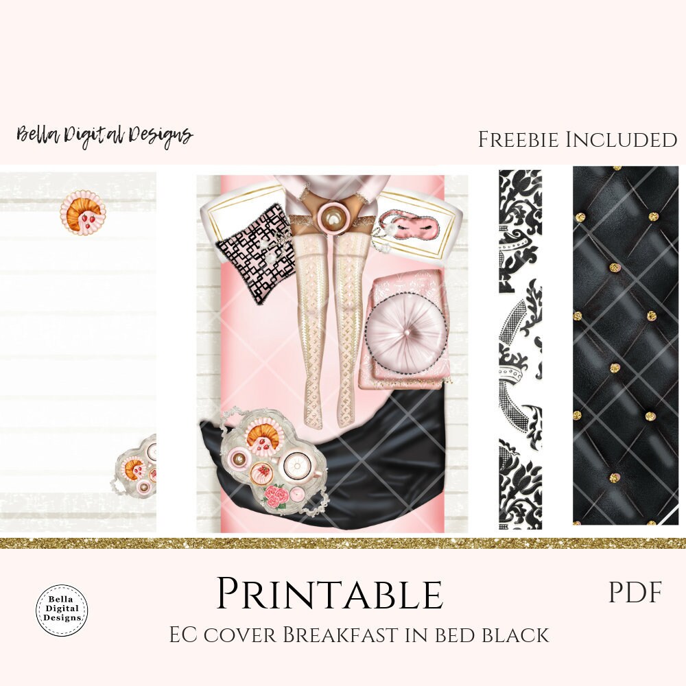 EC Breakfast in Bed Black Printable Planner Cover. Erin | Etsy