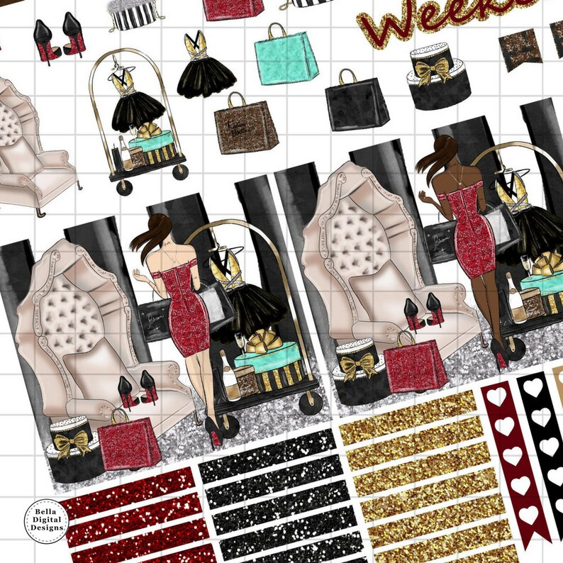 Shopping in NYC Printable Planner Stickers. Erin Condren and Etsy