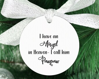 PawPaw Memorial Ornament SVG: Christmas in Heaven Angel (Digital Download