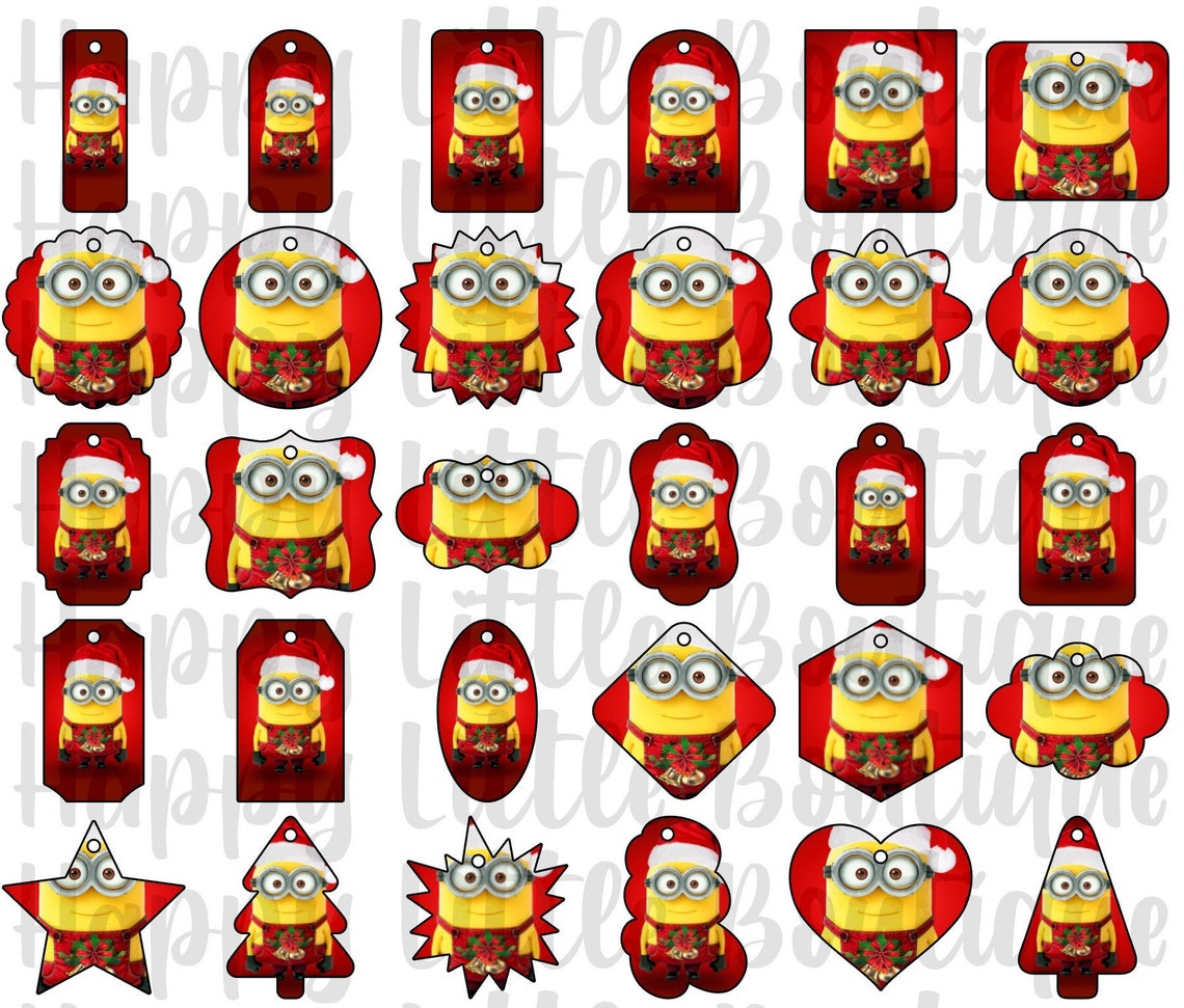 30 Holiday gift tags for kids. Minion Character. Printable | Etsy