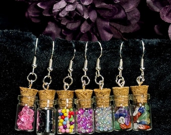 Glitter Potion Bottle Earrings: Handmade Fairycore Dangle Jewelry