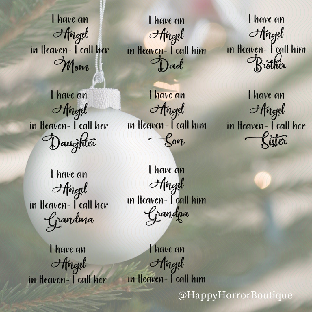 Christmas in Heaven Ornament SVG Bundle: Family Memorial (digital
