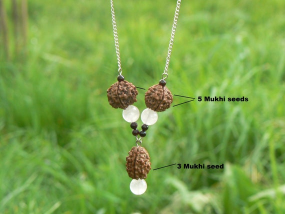 Healing mala HANDMADE Rudraksha necklace Rose quartz bead Shakti Shiva jewelry
