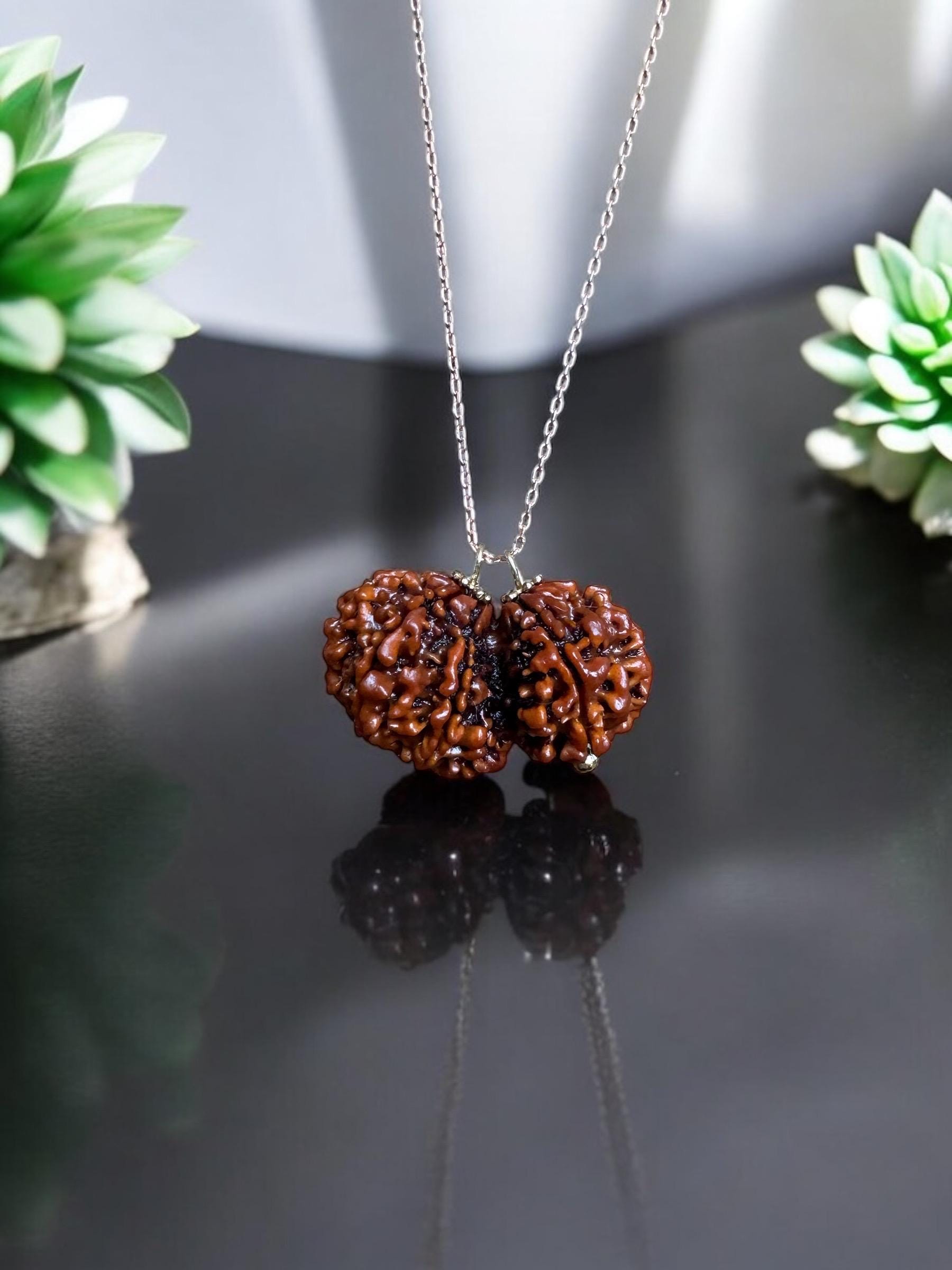 Gauri Shankar Rudraksha Necklace, 14K Gold Chain, Shiva Parvati Hindu ...