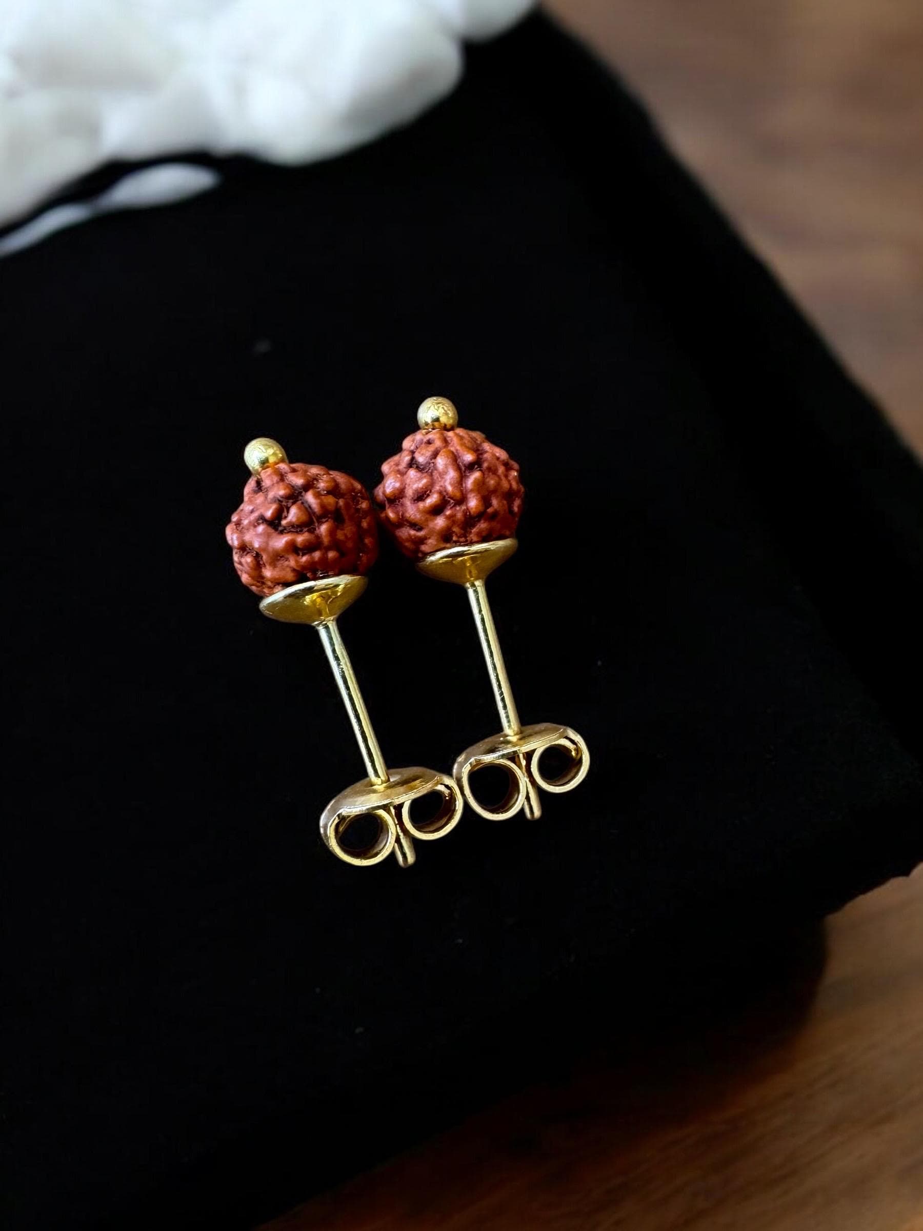 Boucles D'Oreilles Pendantes - Larmes De Shiva Rudraksha - Protection Aura - Graines Naturelles - 13mm