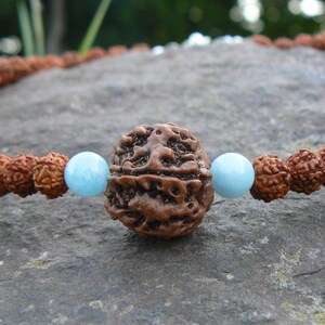 Rudraksha Aquamarine Necklace, Mukhi Mala, Hindu Spiritual Jewelry image 3