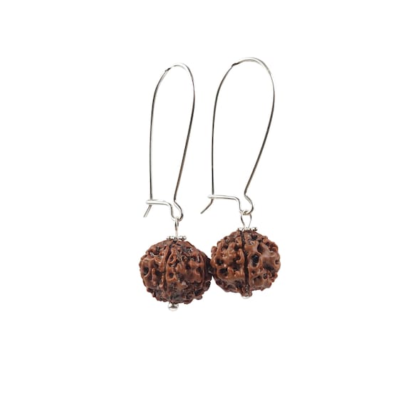 Buy Rudraksha Earrings Silver Kundalini Yoga Jewelry Shiva Shakti Hindu Protection Real 5 Mukhi Large Rudraksh Mala Bead Spiritual Earring Online in India Etsy