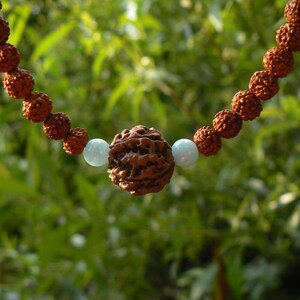 Rudraksha Aquamarine Necklace, Mukhi Mala, Hindu Spiritual Jewelry image 7