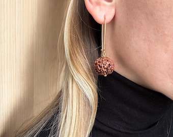 5 Mukhi Rudraksha Earrings, Sterling Silver, Hindu Jewelry