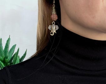 Ganesh Earrings, 5 Mukhi Rudraksha, Hindu Jewelry