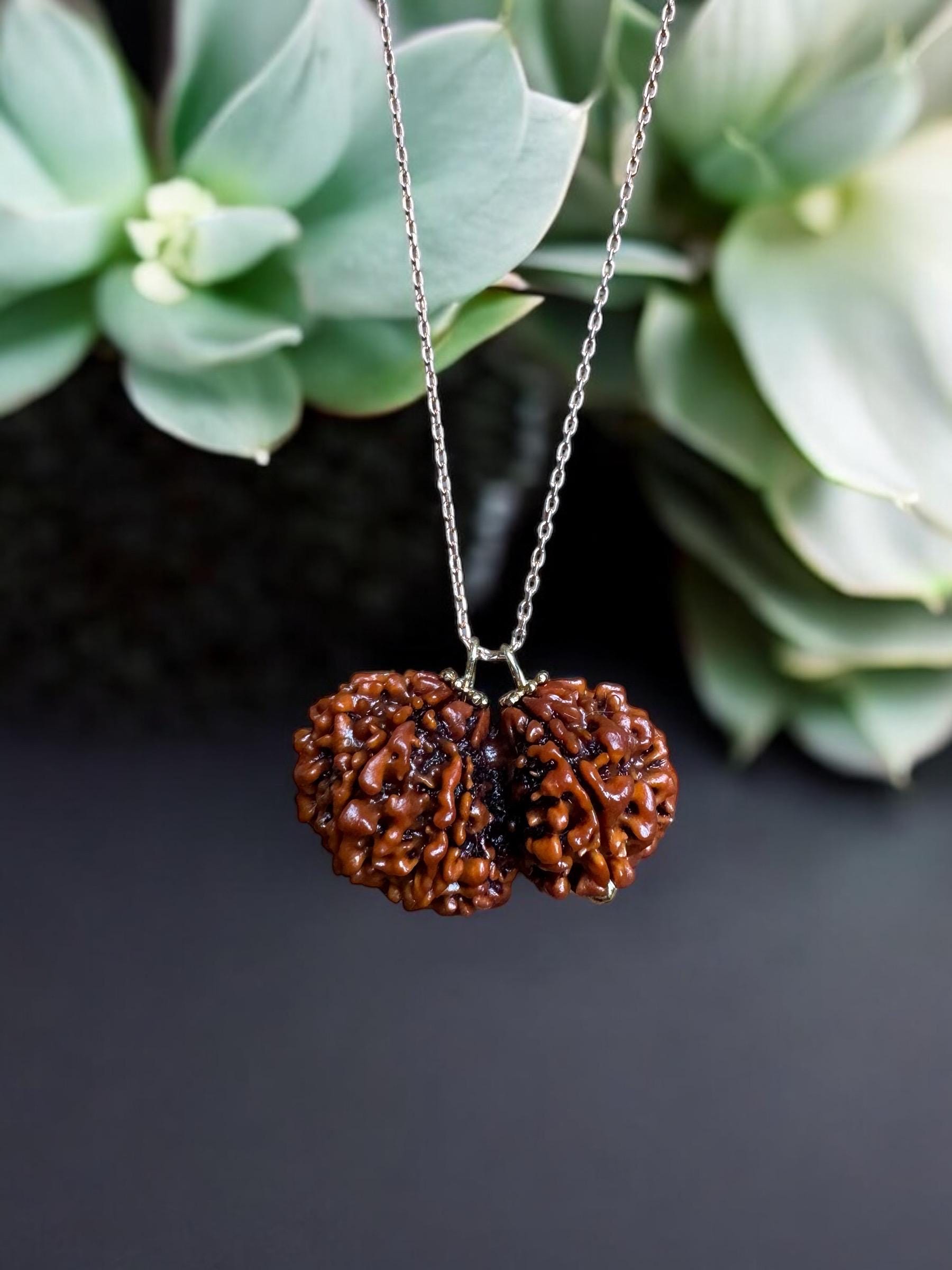 Gauri Shankar Rudraksha Necklace, 14K Gold Chain, Shiva Parvati Hindu ...
