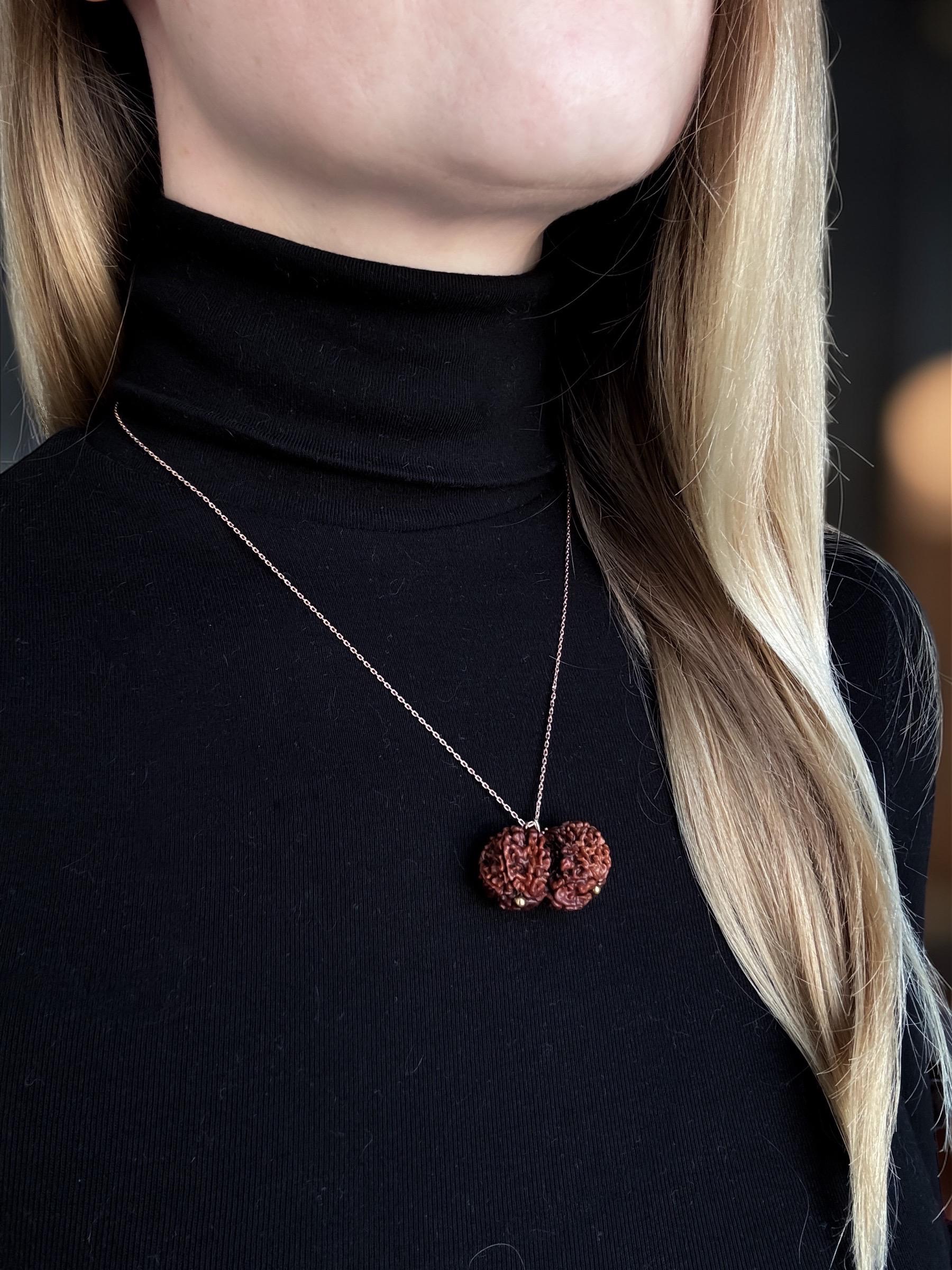 Gauri Shankar Rudraksha Necklace, 14K Gold Chain, Shiva Parvati Hindu ...