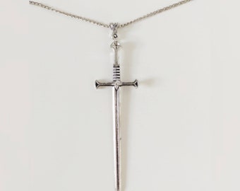 Collier épée chaîne en argent, collier tendance, collier gothique en argent