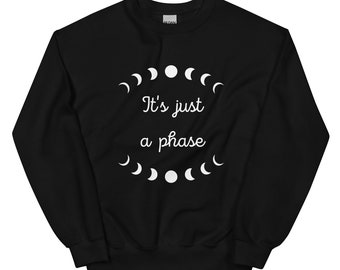 Moon phases sweatshirt, maan zwart sweatshirt, zwarte heks swatshirt