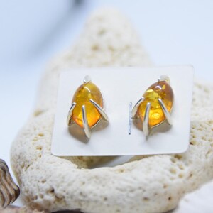 Baltic Amber Earrings, Silver Baltic Amber Earring, Lemon - Cognac Amber Earrings, Amber Earring, Gift Earring, Free shipping